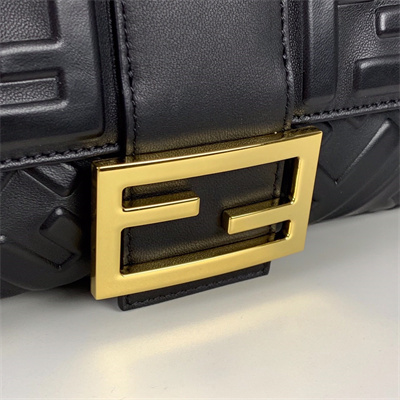 Fen.di BAGUETTE Large Bag Black Nappa Leather With FF Motif