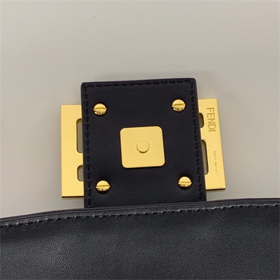 Fen.di BAGUETTE Large Bag Black Nappa Leather With FF Motif