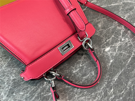Fen.di Peekaboo ISeeU Petite Leather Bag Red Color