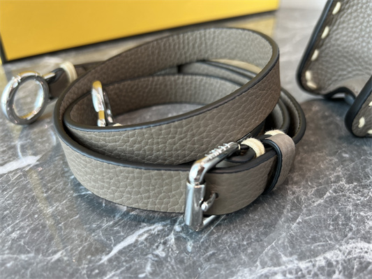 Fen.di Peekaboo Iconic ISeeU Medium Bag Cuoio Romano Leather Dk Grey Color With Topstitches