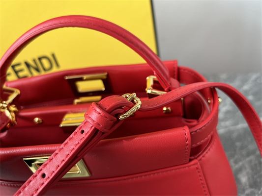 Fen.di Peekaboo Mini Leather Bag Red Color
