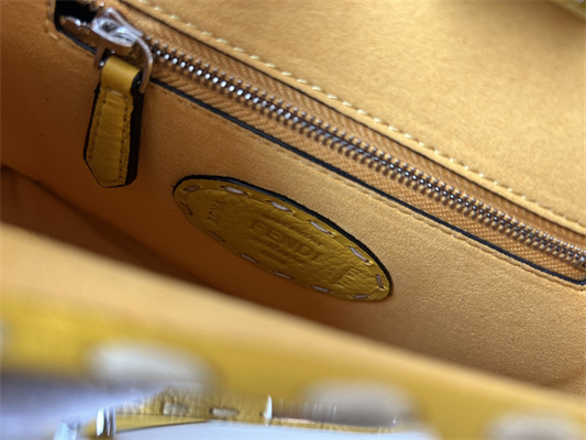 Fen.di Peekaboo Mini Bag Cuoio Romano Leather Yellow Color With Topstitches