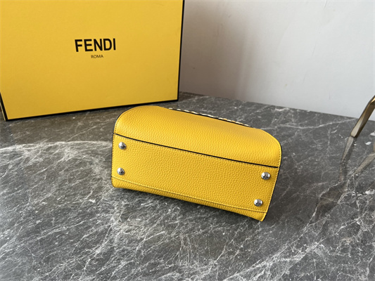 Fen.di Peekaboo Mini Bag Cuoio Romano Leather Yellow Color With Topstitches