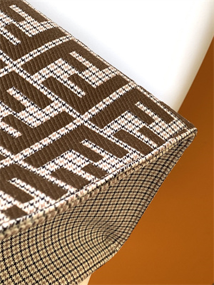 Fen.di Peekaboo X-Tote Wool Vitello King Houndstooth FF Embroidered Coffee Color