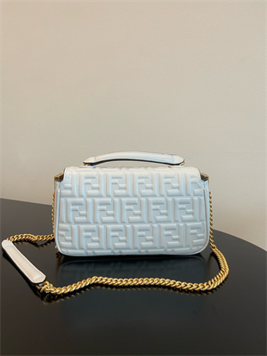 Fen.di BAGUETTE CHAIN MIDI White Nappa Leather Bag With FF Motif