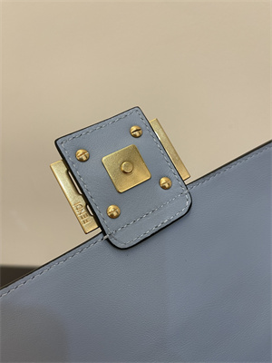 Fen.di BAGUETTE CHAIN MIDI Blue Nappa Leather Bag With FF Motif