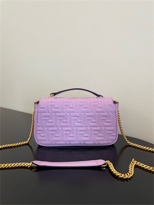 Fen.di BAGUETTE CHAIN MIDI Purple Nappa Leather Bag With FF Motif