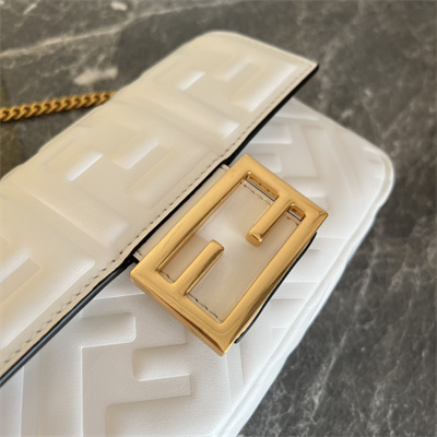 Fen.di BAGUETTE Mini Bag White Nappa Leather With FF Motif
