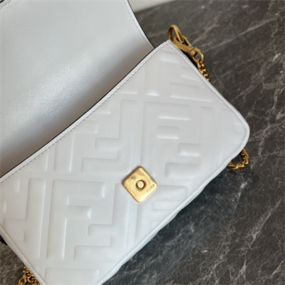 Fen.di BAGUETTE Mini Bag White Nappa Leather With FF Motif
