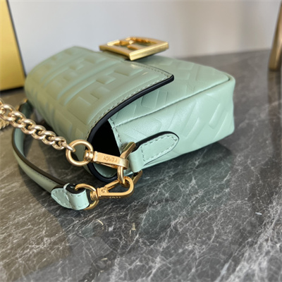 Fen.di BAGUETTE Mini Bag Green Nappa Leather With FF Motif