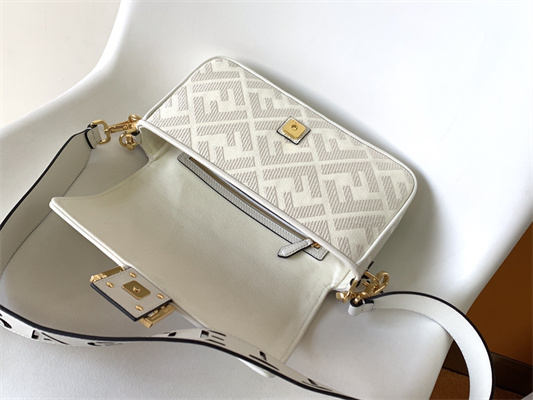 Fen.di BAGUETTE White FF Canvas Bag