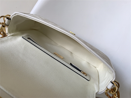 Fen.di BAGUETTE White FF Canvas Bag