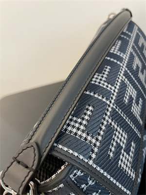 Fen.di BAGUETTE  Houndstooth Wool Fabric Bag With Black FF Embroidery