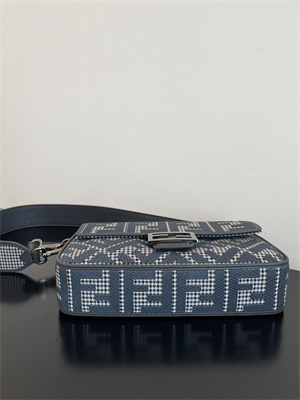 Fen.di BAGUETTE  Houndstooth Wool Fabric Bag With Black FF Embroidery