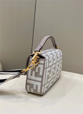 Fen.di BAGUETTE Light Grey FF Canvas Bag