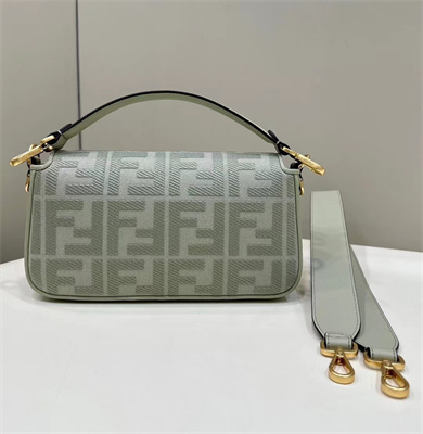 Fen.di BAGUETTE Light Green FF Canvas Bag
