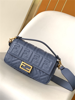Fen.di BAGUETTE Bag Navy Nappa Leather With FF Motif