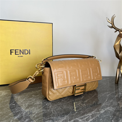 Fen.di BAGUETTE Bag Brown Nappa Leather With FF Motif