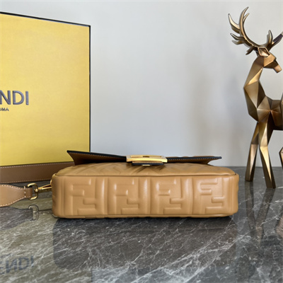 Fen.di BAGUETTE Bag Brown Nappa Leather With FF Motif