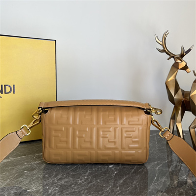 Fen.di BAGUETTE Bag Brown Nappa Leather With FF Motif