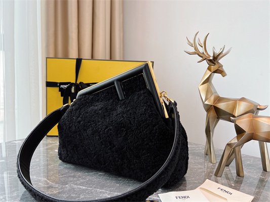 Fen.di FIRST MEDIUM Black Sheepskin Bag