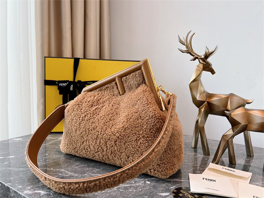 Fen.di FIRST MEDIUM Brown Sheepskin Bag