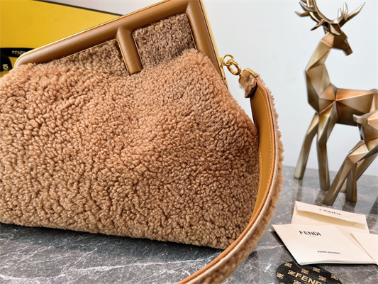 Fen.di FIRST MEDIUM Brown Sheepskin Bag