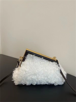 Fen.di FIRST SMALL White Mohair Wool Bag