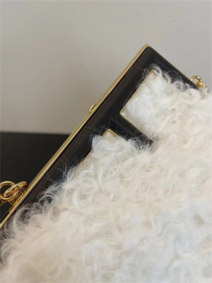 Fen.di FIRST SMALL White Mohair Wool Bag