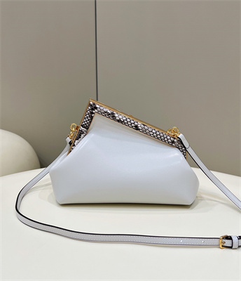 Fen.di FIRST SMALL White Leather Bag With Exotic Details