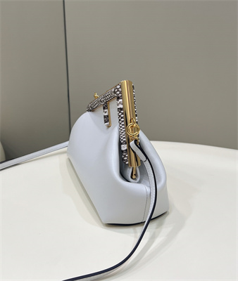 Fen.di FIRST SMALL White Leather Bag With Exotic Details