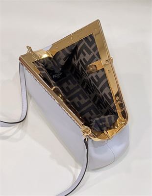 Fen.di FIRST SMALL White Leather Bag With Exotic Details