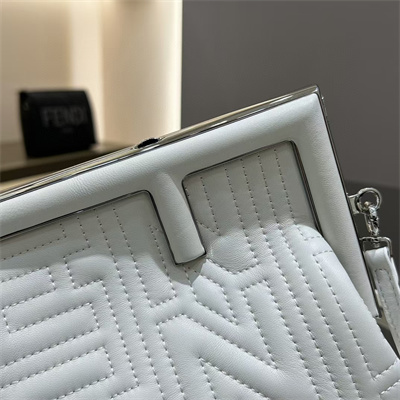 Fen.di FIRST SMALL White Leather Bag With FF Motif