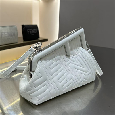 Fen.di FIRST SMALL White Leather Bag With FF Motif