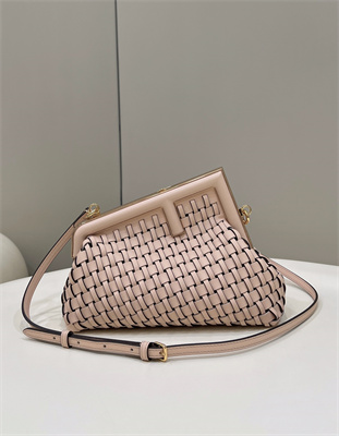 Fen.di FIRST SMALL Pink Interlaced Leather Bag