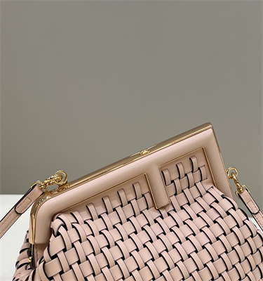 Fen.di FIRST SMALL Pink Interlaced Leather Bag
