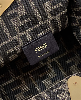 Fen.di FIRST SMALL Black Interlaced Leather Bag