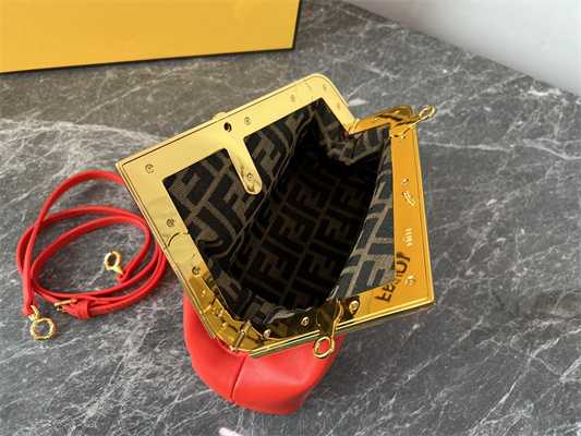 Fen.di FIRST SMALL Red Leather Bag