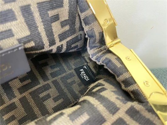 Fen.di FIRST SMALL White and Dove Grey Interlaced Leather Bag