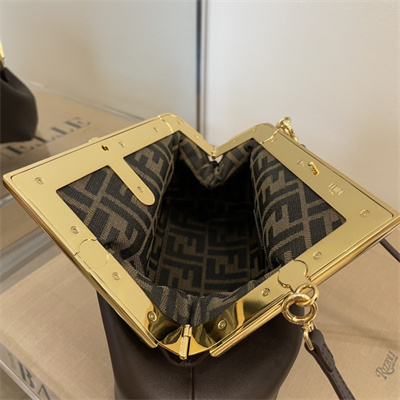 Fen.di FIRST SMALL Coffee Leather Bag