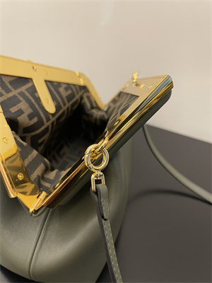 Fen.di FIRST SMALL Dk Green Leather Bag