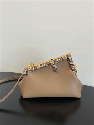 Fen.di FIRST SMALL Beige Leather Bag With Exotic Details