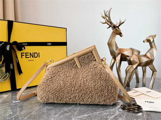 Fen.di FIRST SMALL Beige Sheepskin Bag