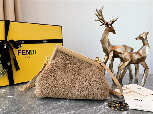 Fen.di FIRST SMALL Beige Sheepskin Bag