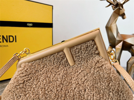 Fen.di FIRST SMALL Beige Sheepskin Bag