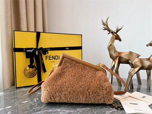 Fen.di FIRST SMALL Brown Sheepskin Bag