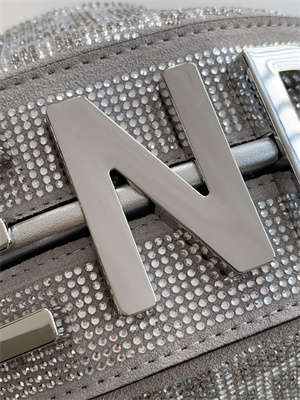 Fen.digraphy Mini Silver Leather Bag With Crystal FF Motif