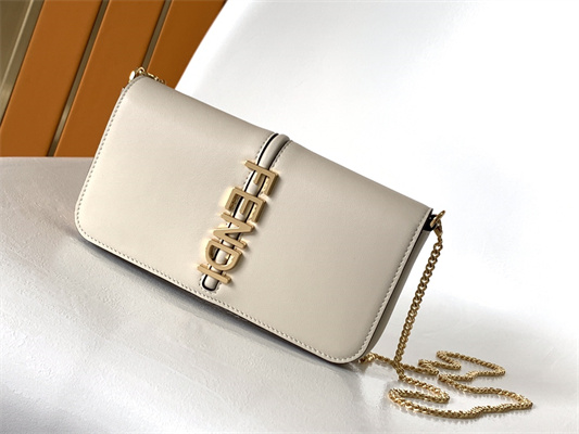 Fen.digraphy Chain Wallet White Leather