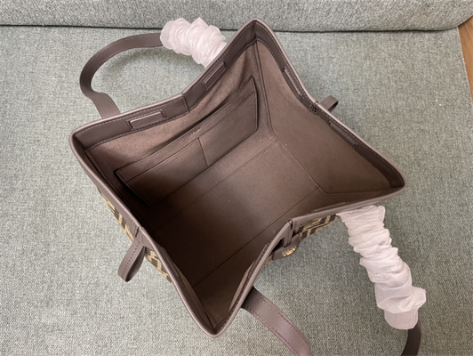 Fen.di ORIGAMI Medium Brown FF Jacquard Fabric Bag That Can be Transformed