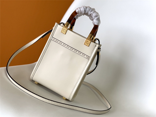 Fen.di MINI SUNSHINE SHOPPER White Leather